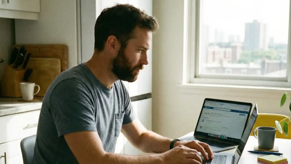 Mapa mostrando contratações globais remotas, gráfico de crescimento 20% → 28% trabalho remoto, comparação salarial (Brasil R$ 5k vs. EUA US$ 150k), e ícones de tecnologia (Zoom, Pix, VPN) habilitando trabalho global